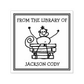Funny Monkey Book Pile aus der Kinderbibliothek Permastempel (Design)