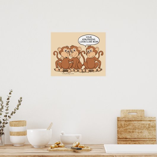Funny Monkey Cartoon Design Poster (Küche)