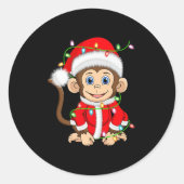 Funny Monkey Christmas Lights Santa Costume Cute A Runder Aufkleber (Vorderseite)