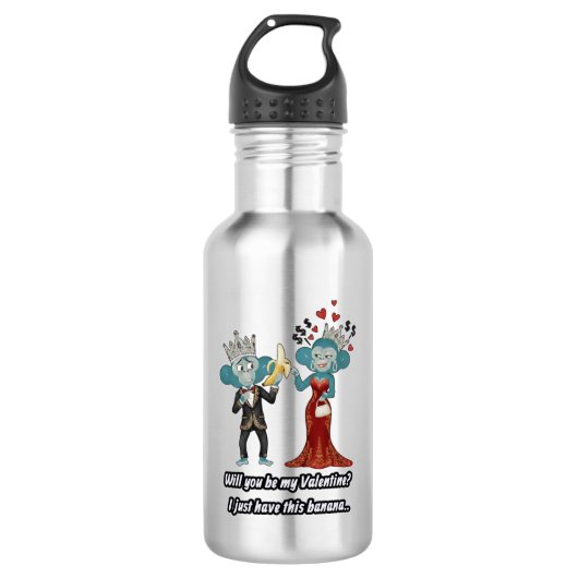 Funny Monkey Couple Valentine's Day Edelstahlflasche (Vorderseite)