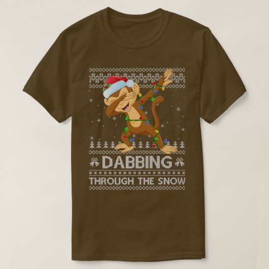 Funny Monkey Dabbing Through The Snow Ugly Monkey T-Shirt (Design vorne)