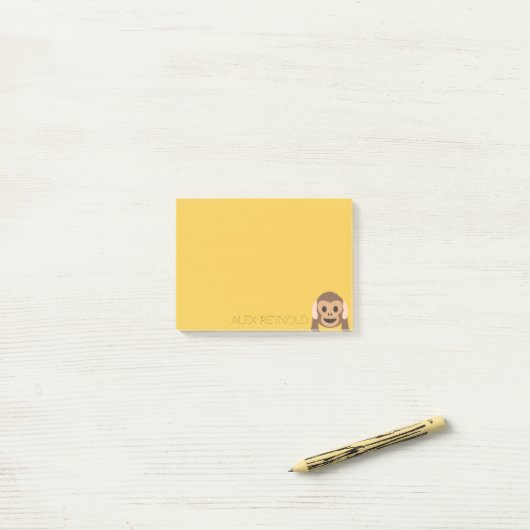 Funny Monkey Emoji | INDIVIDUELLE NAME Post-it Klebezettel (Auf Schreibtisch)