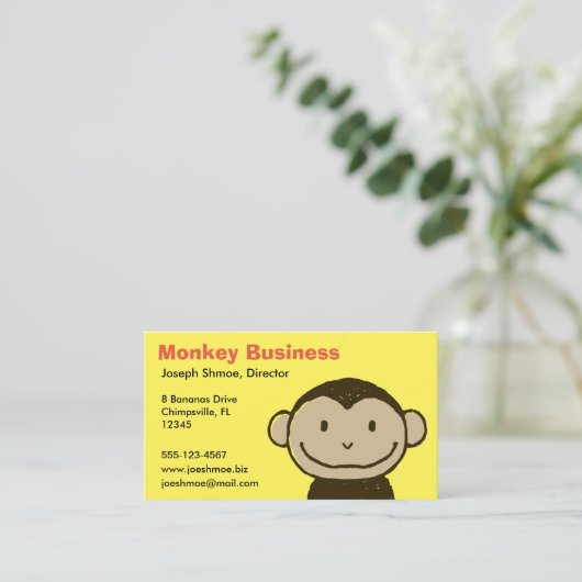 Funny Monkey Face | NIEDLICHER CARTOON Visitenkarte (Stehend Vorderseite)