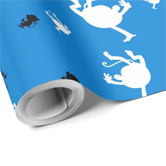 Funny Monkey Geschenkpapier (Rolleneckpunkt)