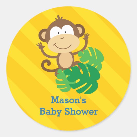Funny Monkey im Dschungel Personalisierter Sticker (Vorderseite)