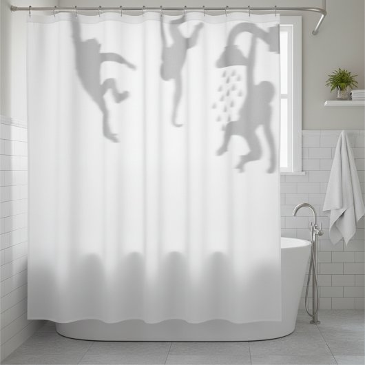 Funny Monkey in der Dusche Silhouette Schatten Duschvorhang