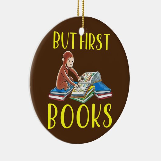 Funny Monkey liest Buch, aber erste Bücher Keramik Ornament (Rechts)