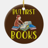 Funny Monkey liest Buch, aber erste Bücher Keramik Ornament (Hinten)
