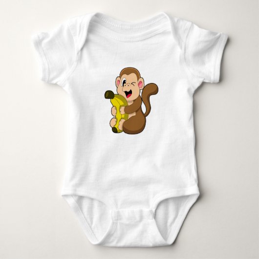 Funny Monkey mit Banana Baby Strampler (Vorderseite)