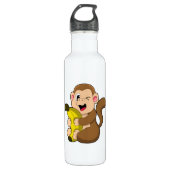 Funny Monkey mit Banana Edelstahlflasche (Vorderseite)