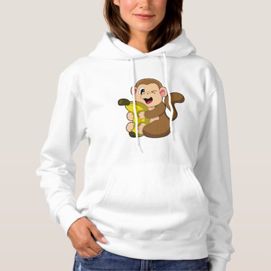 Funny Monkey mit Banana Hoodie (Vorderseite)