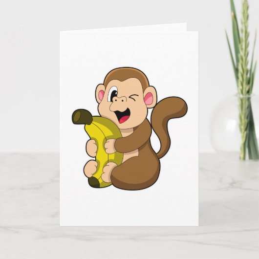 Funny Monkey mit Banana Karte (Vorderseite)