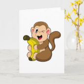 Funny Monkey mit Banana Karte (Gelbe Blume)