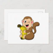 Funny Monkey mit Banana Postkarte (Vorne/Hinten)