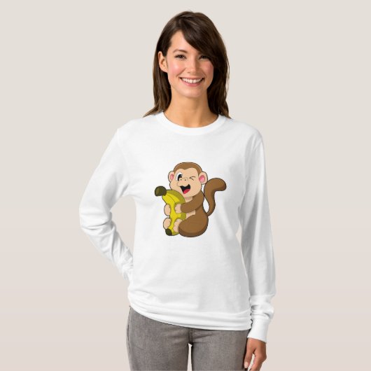 Funny Monkey mit Banana T-Shirt (Vorne ganz)