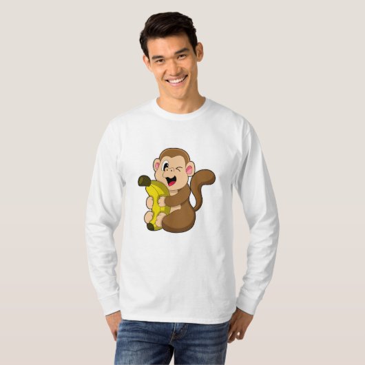 Funny Monkey mit Banana T-Shirt (Vorne ganz)