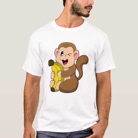 Funny Monkey mit Banana T-Shirt (Vorderseite)