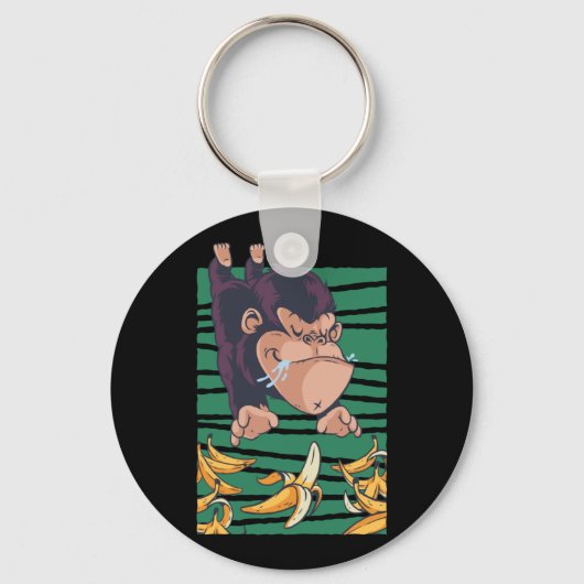 Funny Monkey mit Bananen Schlüsselanhänger (Vorderseite)