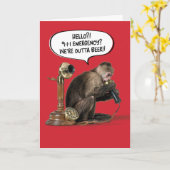 Funny Monkey Out of Beer Birthday Karte (Gelbe Blume)
