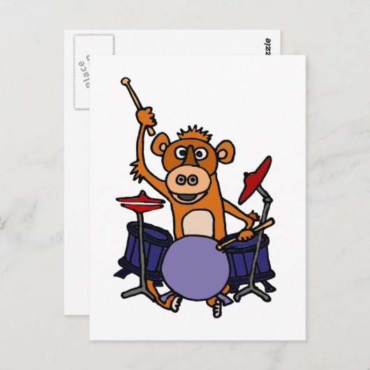 Funny Monkey Playing Drums Postkarte (Vorne/Hinten)