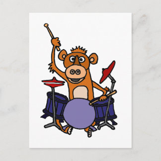 Funny Monkey Playing Drums Postkarte