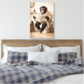 Funny Monkey Reading Newspaper Bathroom Humor Leinwanddruck (Insitu (Schlafzimmer))