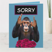 Funny Monkey & Roses Apology  Karte (Vorderseite)