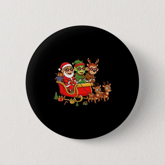 Funny Monkey Santa Reindeer Elf Christmas Womens M Button (Vorderseite)