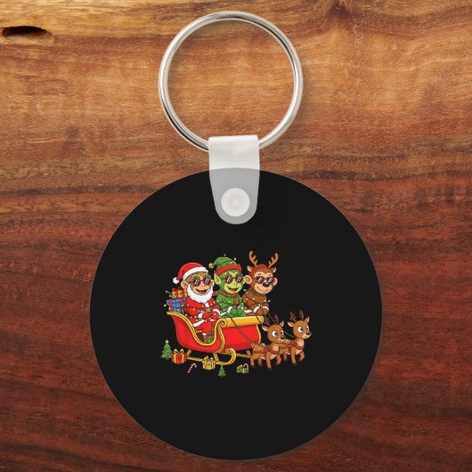 Funny Monkey Santa Reindeer Elf Christmas Womens M Schlüsselanhänger (Vorderseite)