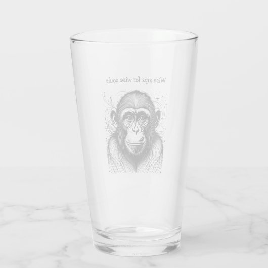 Funny Monkey Schwarz-weiß Ink individuell angepass Glas (Rückseite)