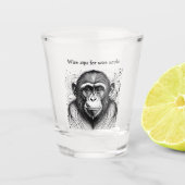 Funny Monkey Schwarz-weiß Ink individuell angepass Schnapsglas (Vorderseite)