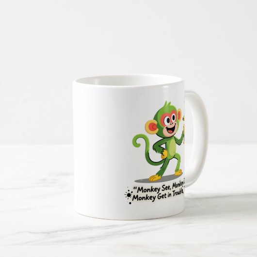 Funny Monkey See Monkey Do Graphic Kaffeetasse (VorderseiteRechts)