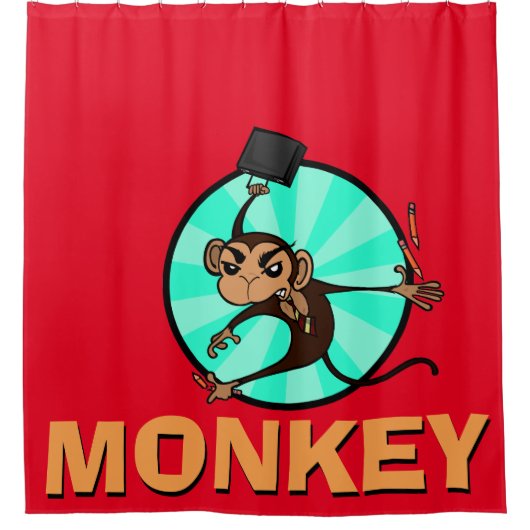 FUNNY MONKEY SHOWER CURTAIN DUSCHVORHANG (Vorderseite)