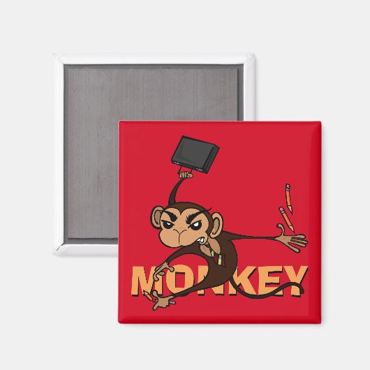 FUNNY MONKEY SQUARE MAGNET (Vorderseite/Rückseite)