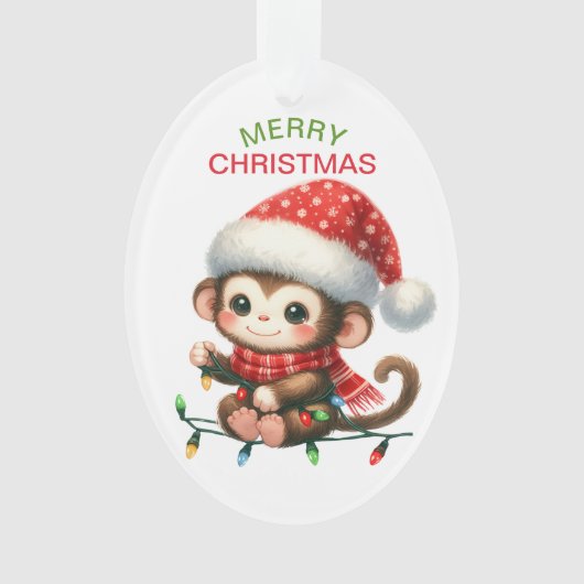 Funny Monkey String Lights Kinder Weihnachten Ornament (Vorderseite)