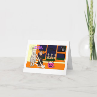 Funny Monkey toilet paper mummy Halloween Card  Dankeskarte