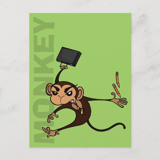 FUNNY MONKEY VERTICAL POSTCARD POSTKARTE (Vorderseite)