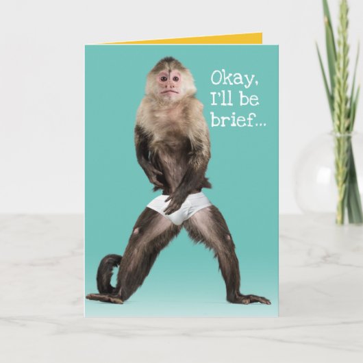 Funny Monkey Wear White Briefs Punny Birthday Karte (Vorderseite)