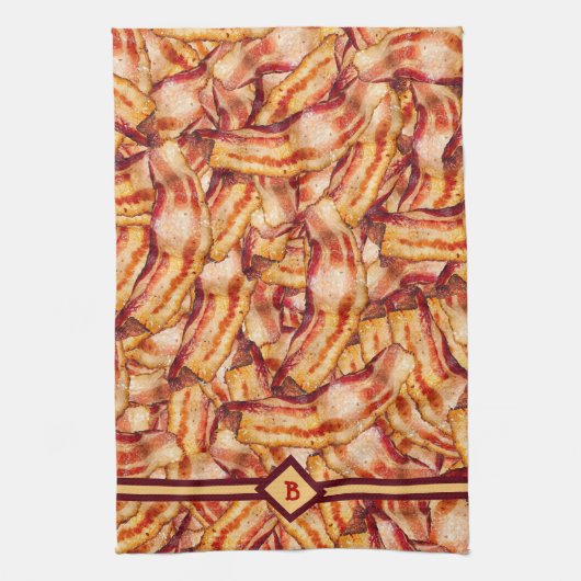 Funny Monogram Bacon Gag Geschenk  Geschirrtuch (Vertikal)