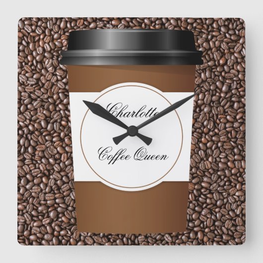 Funny Monogram Coffee Theme Wall Decks Uhren (Vorderseite)