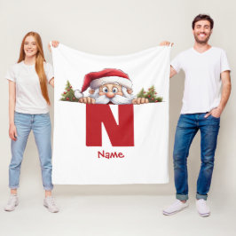 Funny Monogram Family Christmas Custom Red Santa Fleecedecke