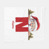 Funny Monogram Family Christmas Custom Red Santa Fleecedecke (Vorderseite (Horizontal))
