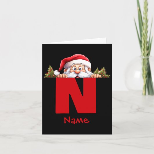 Funny Monogram Family Christmas Red Santa Karte (Vorderseite)
