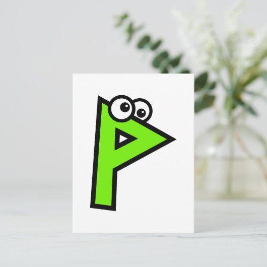 Funny Monogram Letter P Postkarte (Stehend Vorderseite)