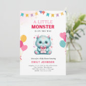 Funny Monster Baby Dusche Einladung (Stehend Vorderseite)