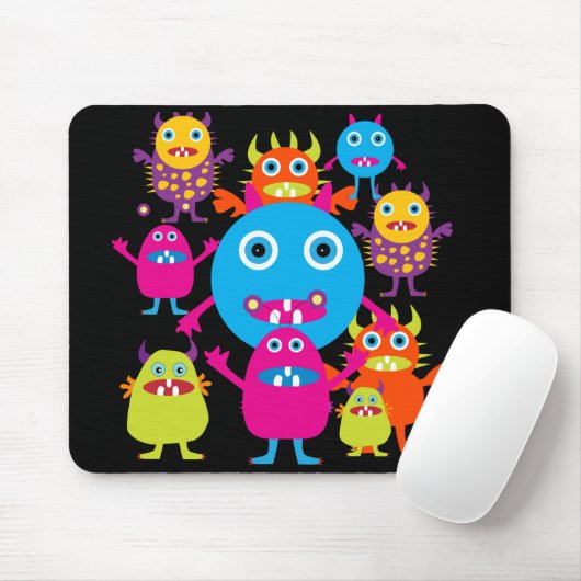 Funny Monster Bash Niedliche Kreaturen Party Mousepad (Mit Mouse)