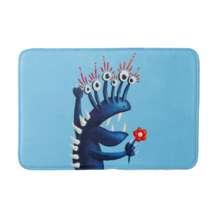Funny Monster Blumen Blue Kids Badematte