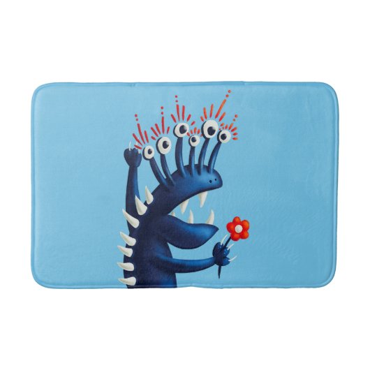 Funny Monster Blumen Blue Kids Badematte (Vorderseite)