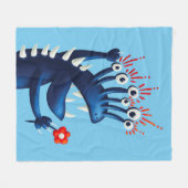 Funny Monster Blumen Blue Kids Fleecedecke (Vorderseite (Horizontal))