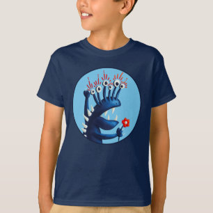 Funny Monster Blumen Blue Kids T-Shirt